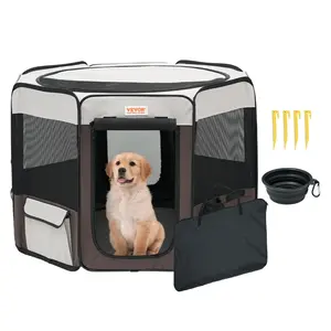 VEVOR Foldable Pet Playpen, TikTokShopBlackFriday, 36 inch Portable Dog Playpen, Crate Kennel for Puppy, Dog, Cat, Premium Waterproof 600D Oxford Cloth, Removable Zipper, for Indoor Outdoor Travel Camping Use (Octagon, M)