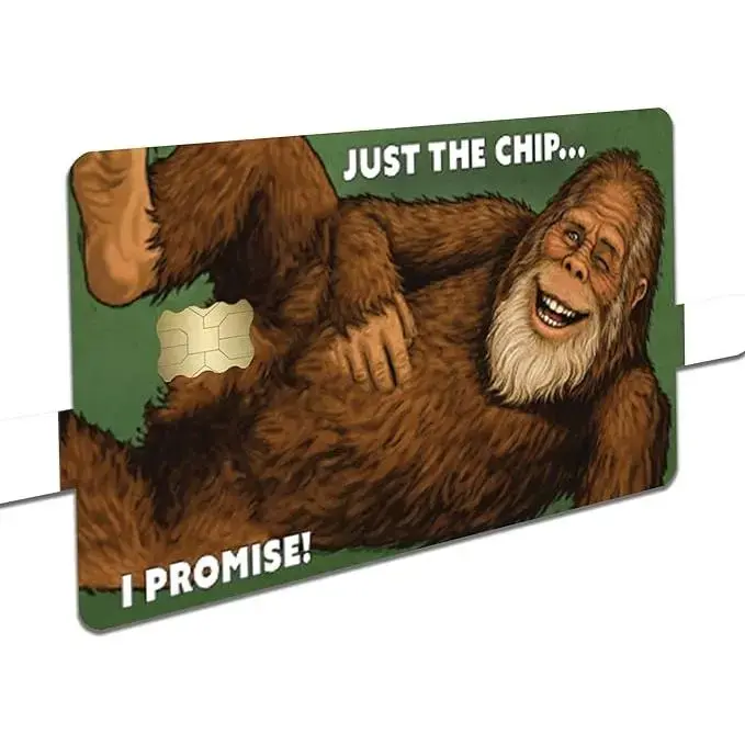 Funny Bigfoot Just The Chip Credit Card Skin Sticker Cover Decal Wrap 2-Pack – Sasquatch Humor Wallet Design