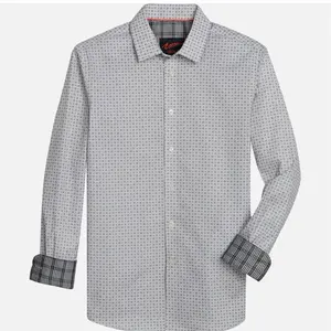 Egara Slim Fit Diamond Sport Shirt for Men - Stylish Grey Patterned Design with Comfortable Fit - Small