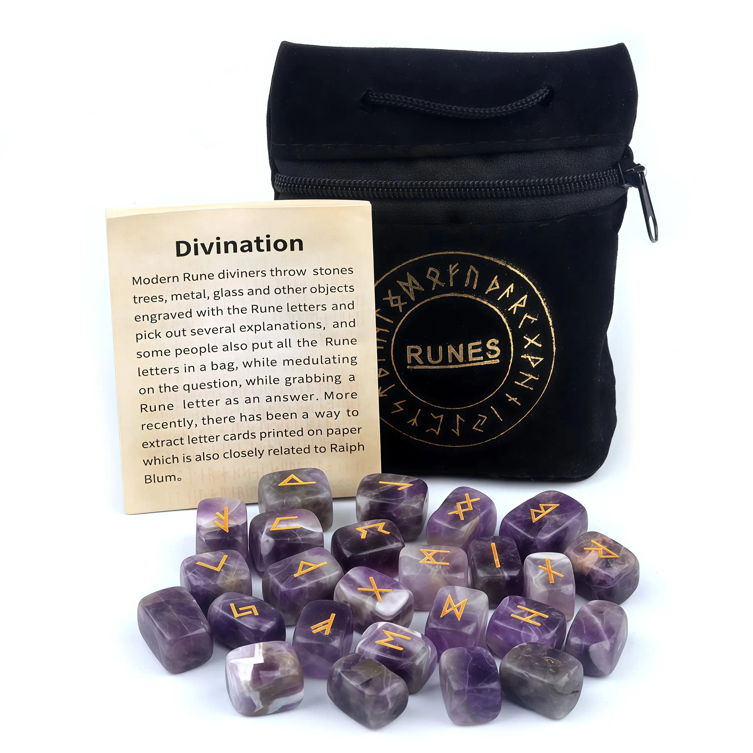 Spiritual Crystal Collectibles Set - 25 Engraved Symbol Stones for Spiritual Guidance, with Included Velvet Pouch, Divination Tools, Agate, Ancient Theme, 25 Pcs, Crystals, Viking Runes, Home Ornament, Set Pack, Authentic Material For Divination, Witchy T