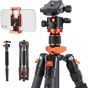 K&F CONCEPT 68" Carbon Fiber Camera Tripod,Compact Tripods with Metal Ball Head,Quick Release Plate,Detachable Monopod 22lbs Load for DSLR with Phone Mount,D255C4+BH-28L