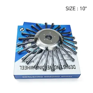 6/8/10 Inch Upgraded Steel Wire Wheel Weed Trimmer Head (All Sizes Include 4-Piece Anti-Rotation Nuts & Washers Kit), Heavy-Duty Universal Metal Brush Cutting Head for Lawn Mowers, Durable Weed Removal Wheel for Garden, Driveway & Roadside Cleaning