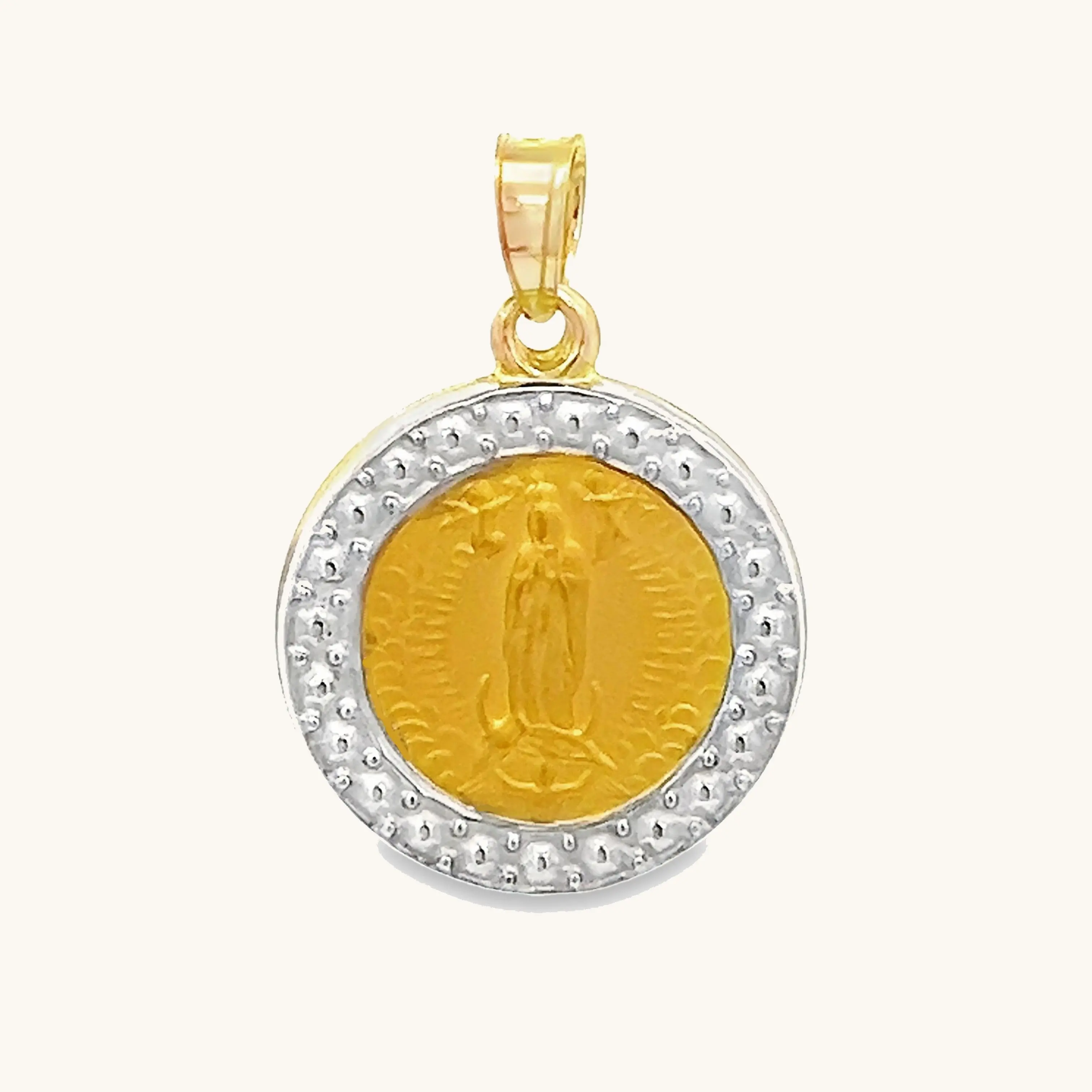 14K GOLD OUR LADY OF GUADALUPE HALO MEDAL | ROUND
