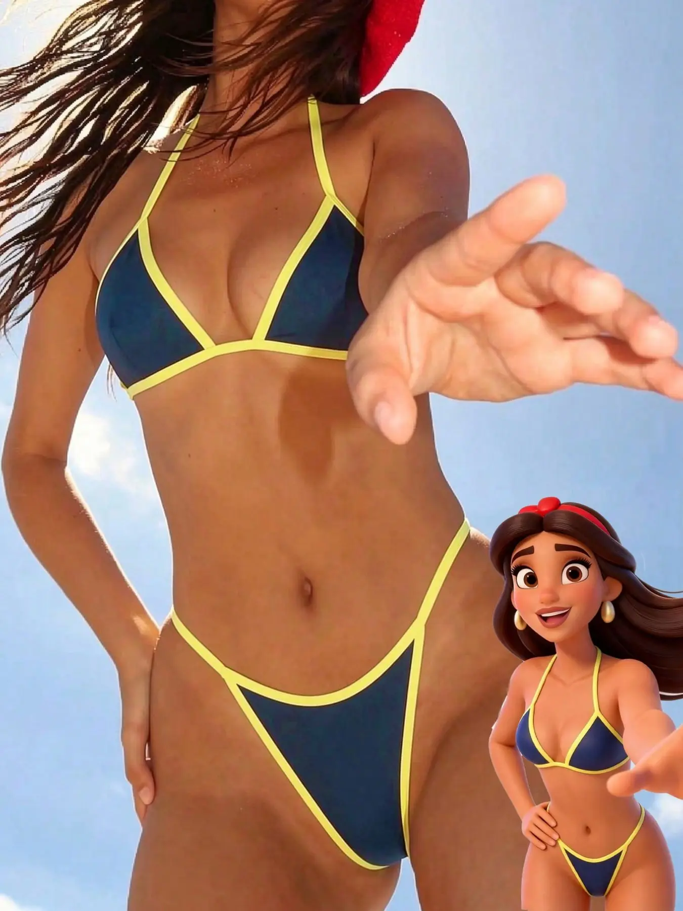 Women's Swimsuit summer bikini, Tie Back Bikinis, Bikini Sets, Summer Swimsuit Set, casual sexy colour block blue and yellow outfit boyshort, Going Out, Gym, Vacation Outfits, Casual, Y2k, Classy, Old Money, beachwear, Bikini Swimwear Set