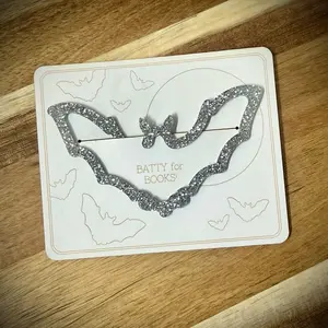Silver Glitter Bat Acrylic Bookmark - Perfect for Office Stationery Supplies