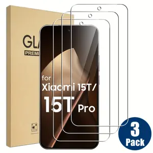 3-Pack HD Tempered Glass Screen Protector Accessories for Smartphone, Compatible with Xiaomi Mi 15t 14t 13t 11t Pro, Redmi Note 14 13 4g 5g 12 11 10 Pro 11S 10S Redmi 14C 13C 12C, 9H Hardness, Anti-Scratch, Bubble-Free, Highquality Glass, Protection