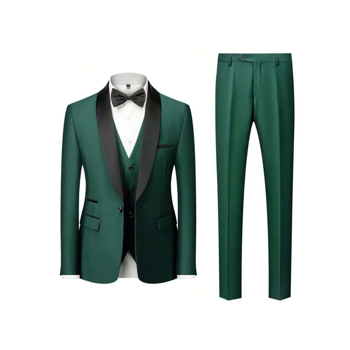 Men's 3-Piece Slim-Fit Formal Wear Suit - Stretch Long-Sleeve Blazer, Vest & Pants for Groom Wedding, Business Networking, Viscose, Menswear, Casual