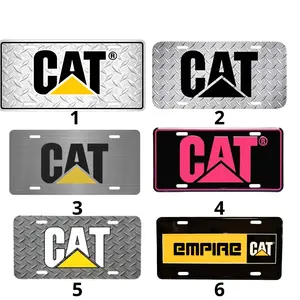 2D Flat CAT Aluminum Diamond License Plate Car Accessory, License Plate, Vehicle Decor Gift
