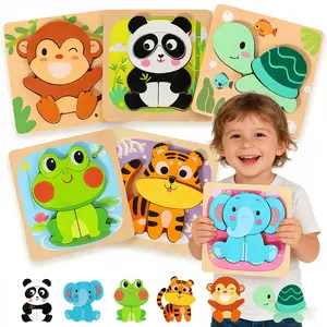 Wooden Puzzles  Toddlers 2-4 Years Old 6 Pack Animal Shape Montessori Educational Learning Toys  1-3 Year Old Girls & Boys Safe Durable & Screen-Free Learning for