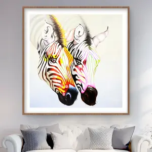 212 MAIN Framed Matted Zebra Animal Artwork Print - 48x48 in Colorful Vivid Framed Prints, Home Decor Room Decoration, Ideal Home Supplies Gift, Animal Artwork Prints