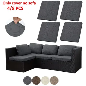 4pcs/8pcs High Elasticity Outdoor Sofa Cushion Covers, Soft Washable, Fashionable, Indoor Outdoor Use, All Seasons Sofa Covers, Couch Cushion Cover