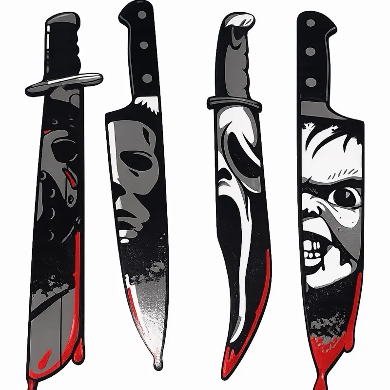 Horror Themed Knives - Set of Four Unique Design Knives with Distinctive Horror Artwork on Blades