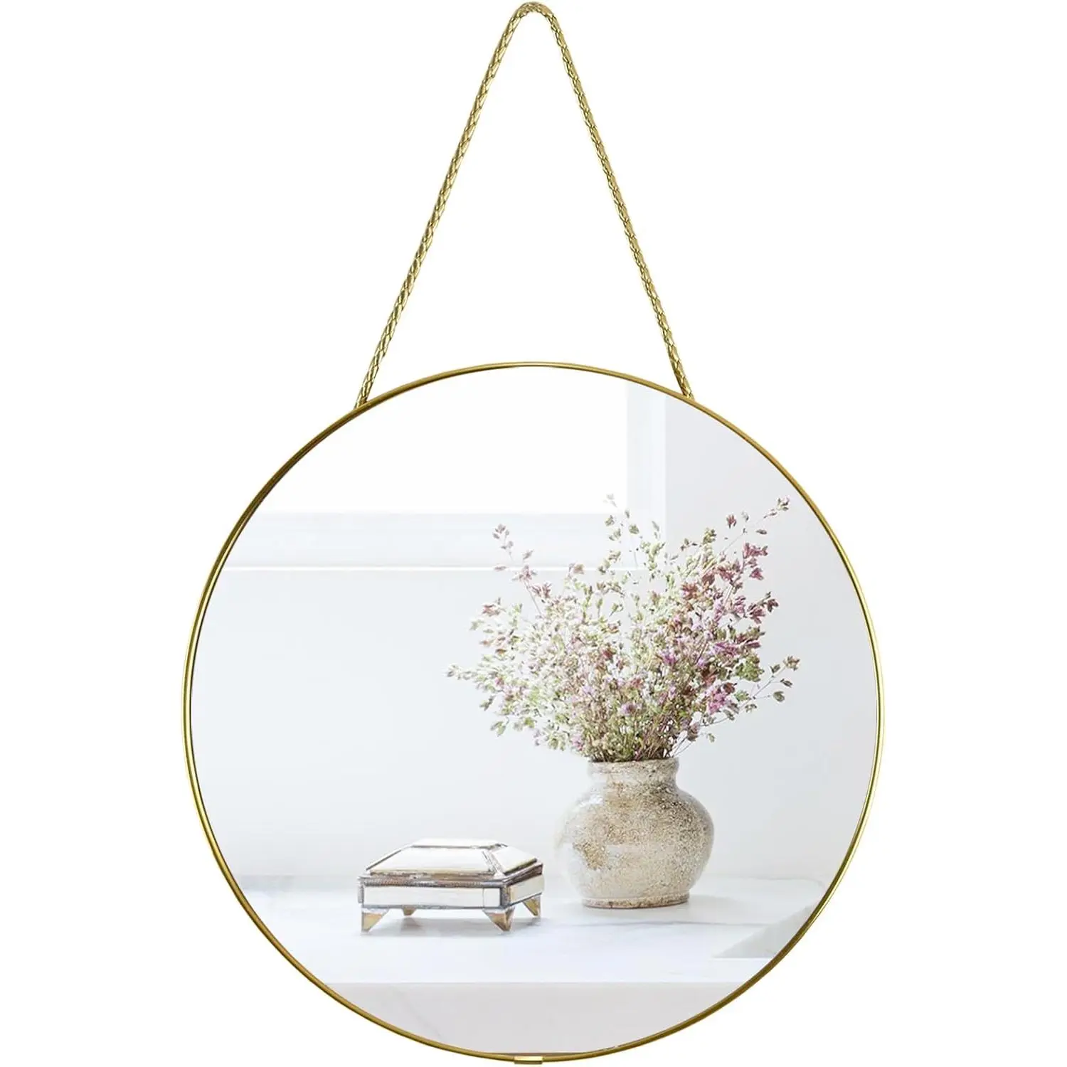 11.8-inch Small Round Wall Mirror - Light Home Decor Mirror with MDF, Glass, and Plastic Components for Bathroom Use, Modern