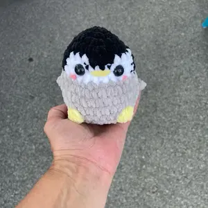 Crocheted Stress Birds Penguin Plushie - Adorable Handmade Soft Toy with Unique Design