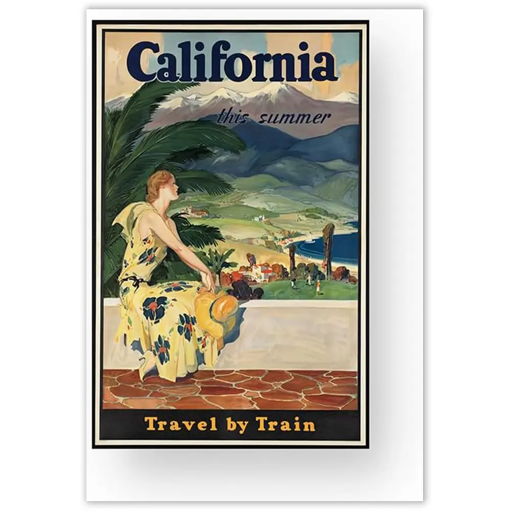 EzPosterPrints Vintage Style Travel Poster - California-Summer, 32x48 in Poster Printing, Wall Art for Home Office Decoration, Room Decor, Artistic