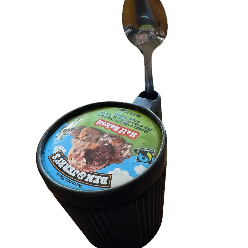 Drivebye Creations The Pint Buddy - Black 3D Printed Ice Cream Holder with Spoon Slot for Warm Hands & Dessert Convenience - Kitchen