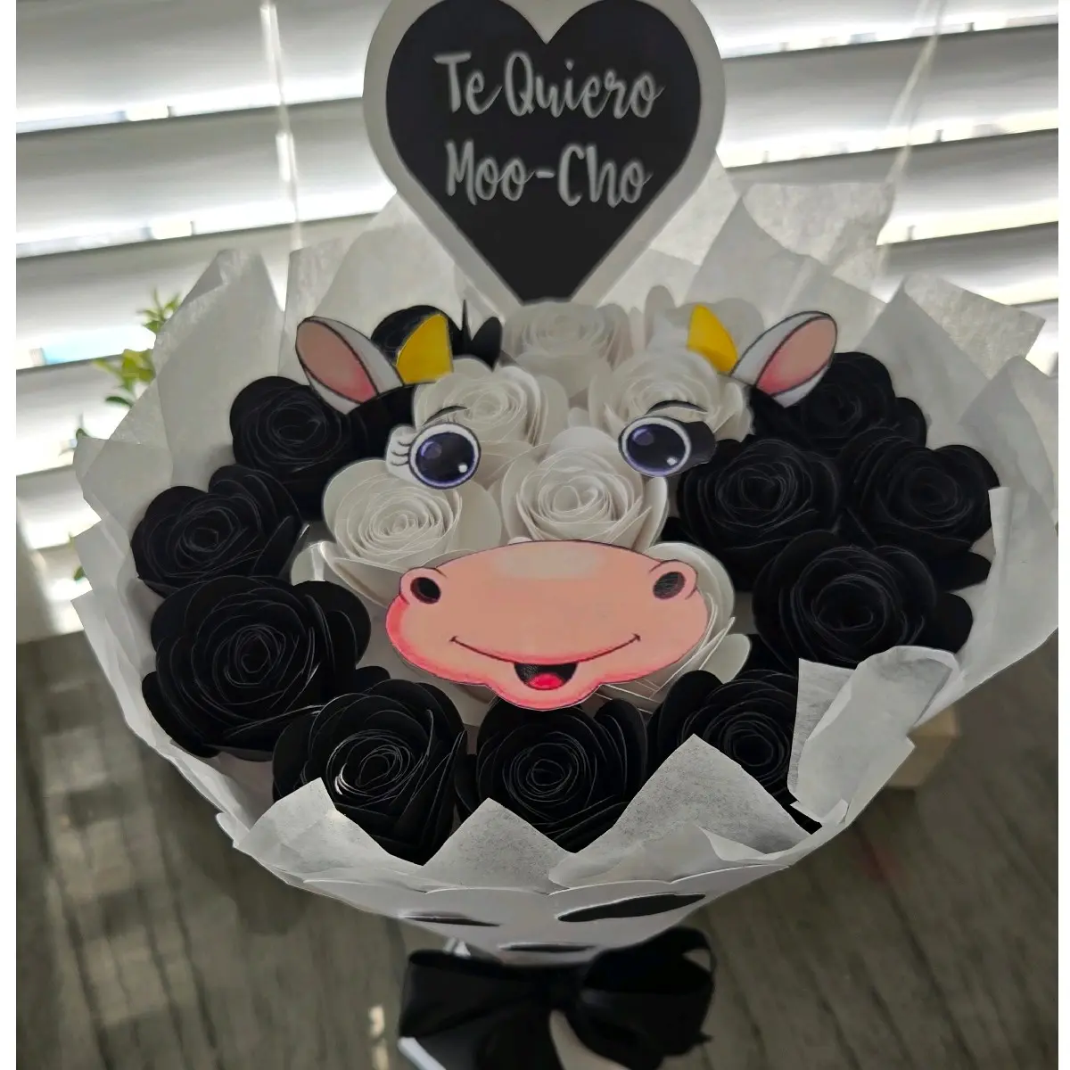 Cow Paper flower Bouquet Gift Flowers roses Decor Decorative