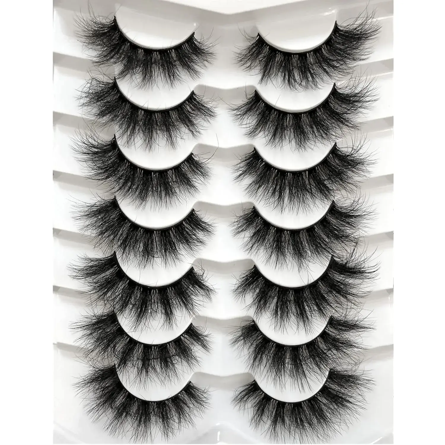 7-Pair Luxury 8D Silk False Eyelashes, Wispy Wing-Out Cat-Eye Style, Long Volume Synthetic Fiber Strips, 100% Handcrafted Cosmetics for Women's Makeup, Ultra Thin, Silk Fiber, Vegan Safe, 7 Pairs, 0.05Mm, Adults, Eyelashes Extensions, Lash Extension, Pain