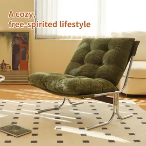 OPUL Mid Century Modern Accent Chairs, Comfy Living Room Chair with Metal Chrom Frame, Upholstered Soft Cushion Sofa Chairs for Home Office, Bedroom, Dining Room, Apartment, Balcony, Lounge ,Reading Room (Green-1pc)