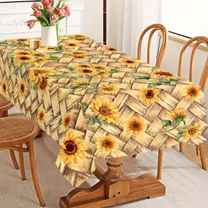 Sunflower Pattern Tablecloth, Rectangular Tablecloth, Decorative Tablecloth for Home Kitchen Dining Room, Picnic Table Cover, Table Decoration Supplies, Rectangle Tablecloth
