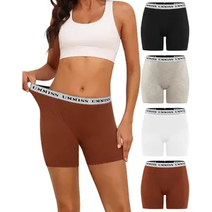 Womens Boxer Briefs Underwear Boy Shorts Cotton Underwear Soft Anti Chafing Ladies Panties 4 Pack