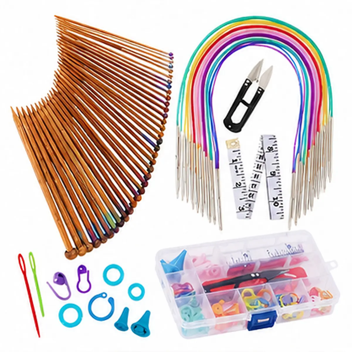 [Tools & Hardware] Multi-Size Interchangeable Circular Knitting Needles Full Kit, 1 Set with 13 Pairs Premium Aluminum R