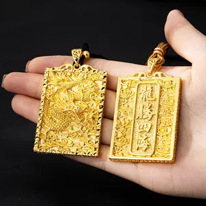 Unisex Hip-Hop Domineering Dragon Soaring Pendant Gold Plated Amulet, Vintage Copper Chain High-Quality Long-Lasting Color Exquisite Jewelry Gift, Valentine’s Charm Necklace, Charms Necklace