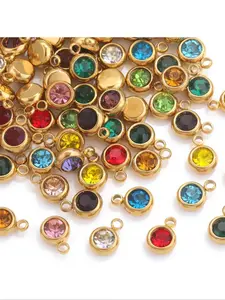 20 Piece Mixed Pack 6mm Stainless Steel Titanium Crystal Stone Pendants, Pendant Design, DIY Necklace Bracelet Jewelry Accessories, Craft Supplies, Artificial Single Gem Necklace