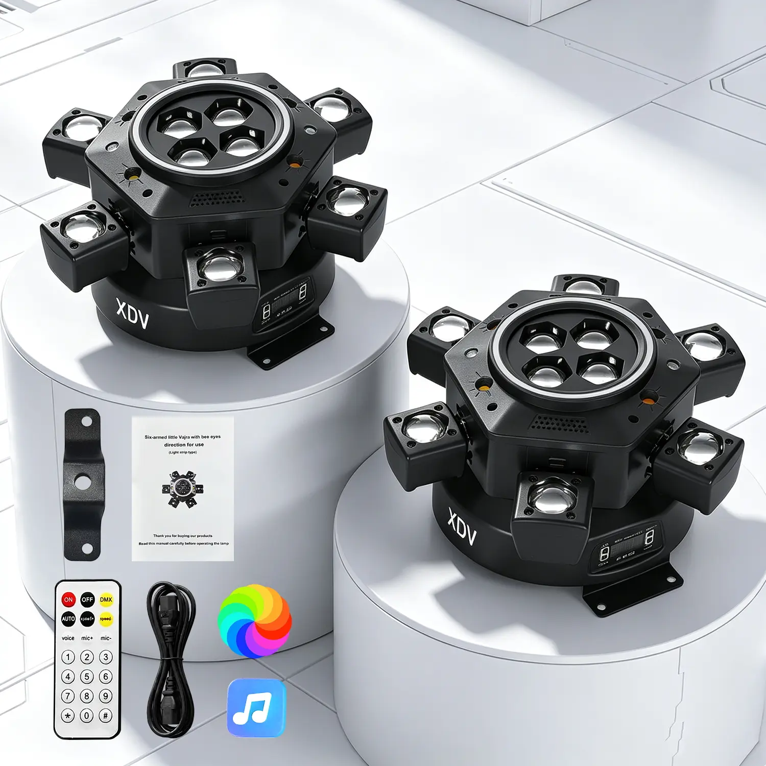 XDV  150W Dynamic Light Engine: 6-Arm Kinetic Moving Head Beam – Smart Music-Matched Strobe Atmosphere Enhancer for Trendy Creators, Studio Streaming & Father's Day Festivities, Dynamic Led Lights, Rgb Led Effects, Rhythm Rgb Light
