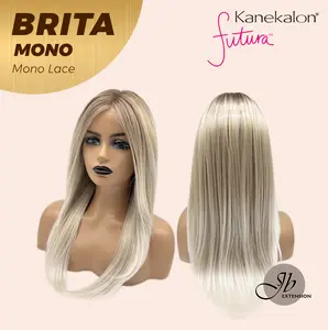JBEXTENSION BRITA MONO Monofilament Handmade Wig 6X5 Full Monofilament Hand Tied Top Wig 22 Inches Light Blonde Mono Lace Wig with Anti-slip Silicone Strips Glueless Wig BRITA MONO【BENDY EAR TABS】