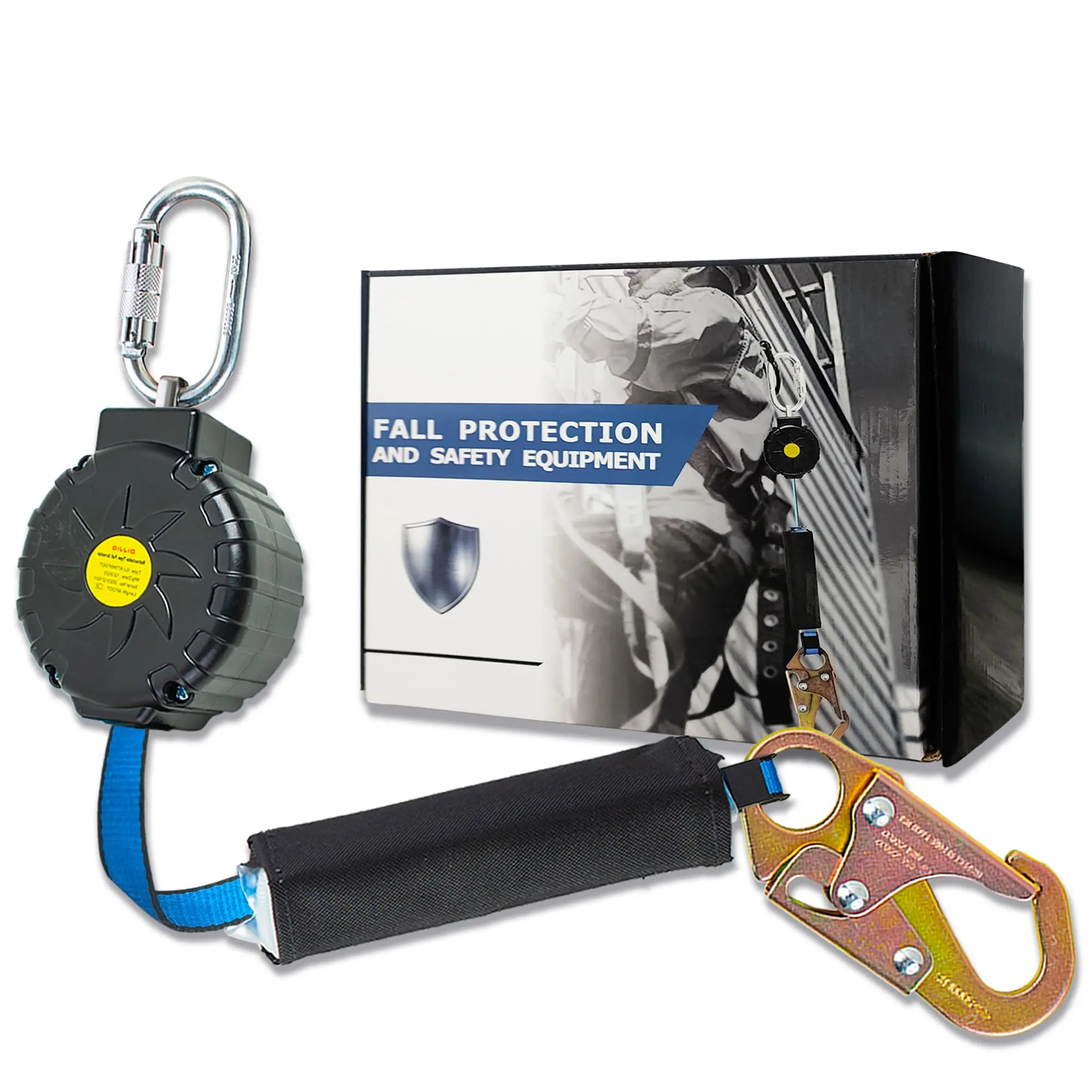 6FT Single-Leg Self-Retracting Lifeline Fall Arrest Lanyard with Corrosion-Resistant Rotating Hook Carabiner, 4-lb Work Safety Gear for Roofing, Home Improvement & Security Equipment