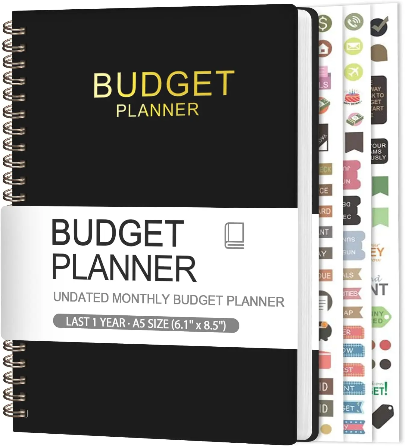 Budget Planner - Monthly Budget Book with Expense Tracker Notebook, A5 Financial Planner & Account Book to Take Control of Your Money, Bill Organizer With Pockets and Stickers