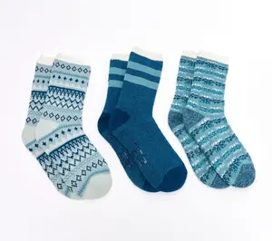 MUK LUKS Set of 3 Jojoba Infused Cozy Lined Lounge Socks
