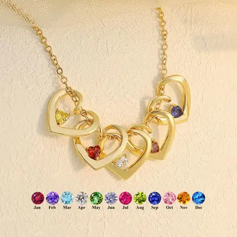 D0001 Peach Heart Necklace DIY Birthstone Twist Peach Heart with Diamond Pendant Holiday Gift Jewelry Necklace Customize Gift For Mother's Day