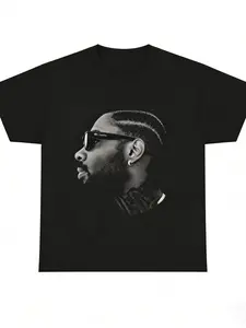 Unisex Geometric Print T-Shirt, Casual Loose-Fit Short Sleeve Top, American Vintage Style, All-Season Wear, No Zipper or Button