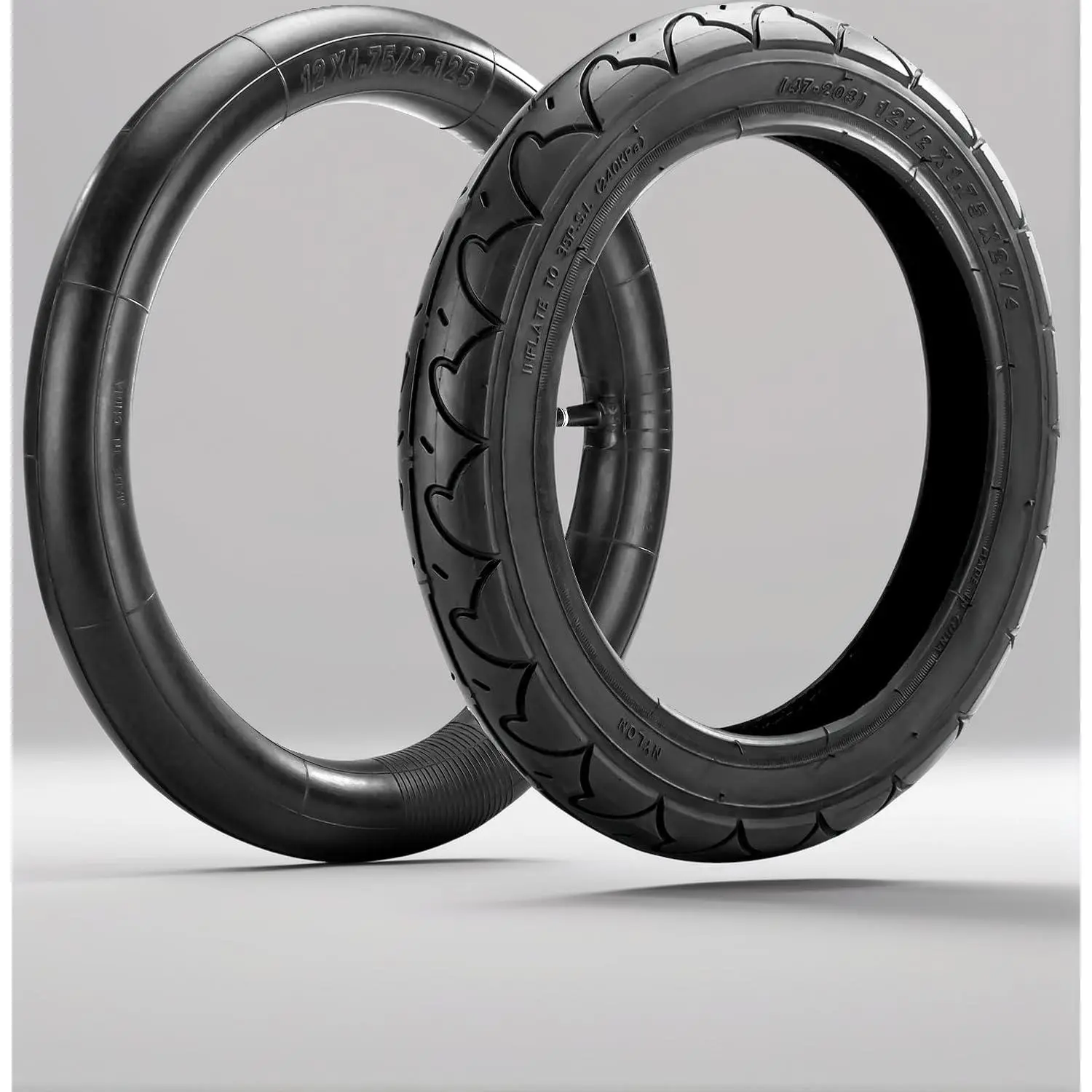 Front 12.5x1.75x2.25 Tires and Tubes - 12x1.75/2.125/2.25 BOB 3-Wheeler Gear Jogging Stroller Tire Replacements, Compatible with BOB Revolution SE/Pro/Flex/SU/Ironman, Single & Double Models(1Set)