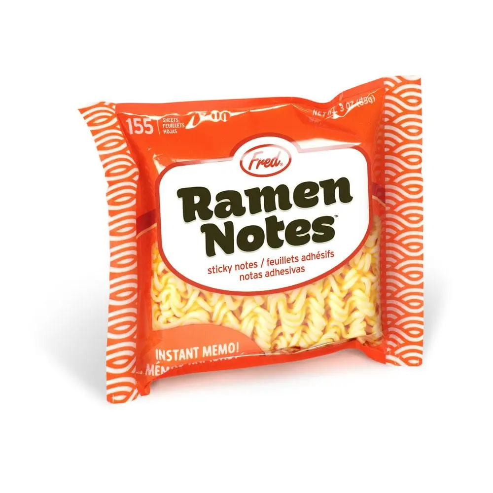 RAMEN NOTES Sticky Notes - 3-1/2 x 3 Inch, Perfect for Grocery Lists & Reminders, 155-Sheets packed in a Giftable and Reusable Zipper Bag