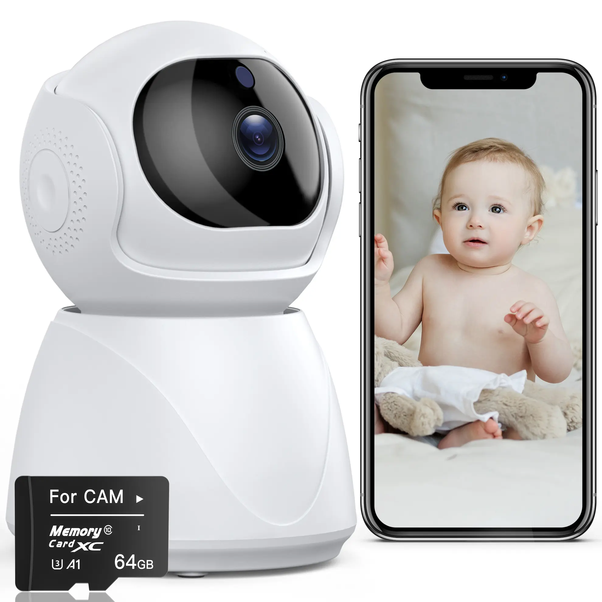 Smart Home Security Camera with SD Card, 2.4/5GHz Indoor 2.5K HD Pan/Tilt WiFi Camera Works with Alexa/Motion Detection/2-Way Audio/Night Vision/Pet summerwins