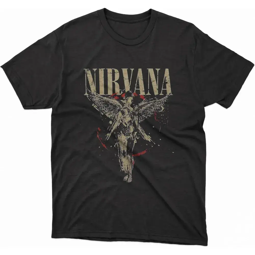 Women's Grayce Nirvana T-shirt - In Utero Angel Splatter Design - Versatile for Loungewear, Nightwear; Pair with Jackets, Cardigans; Includes Menswear Style Options - by Alfa (US)