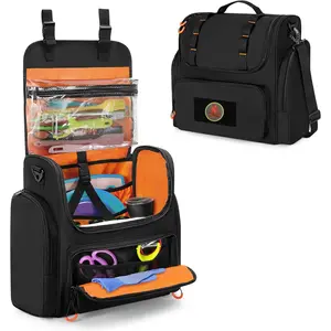 Tactical Camp Kitchen Organizer, Large Camping Utensil Storage Bag with Paper Towel Holder & Multi Pockets, Hanging Cookware Caddy for Outdoor BBQ Cooking Essentials, Bag Only