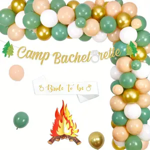1Set Camping Bachelorette Party Decoration Camp Balloon Garland Kit with Camp Bachelorette Banner Camping Supplies Balloons for Bridal Shower Wedding Engagement Party Decorations