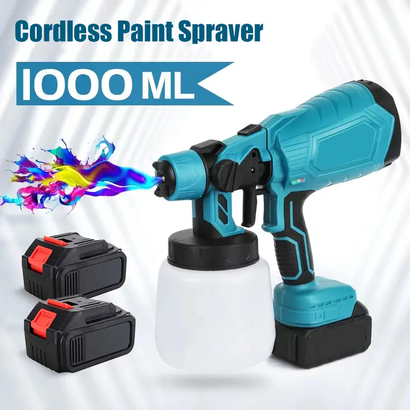 thumbnail image 2 of 24V Cordless HVLP Paint Sprayer Gun Kit With 2 Batteries & Charger - Blue 2 of 5