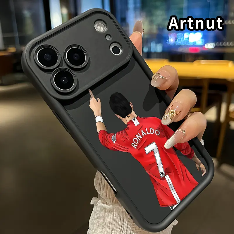 TPU Soft Shockproof Protective Cellphone Case Casing for iPhone 17 Pro Max - Football Player Pattern, Straight Edge Design, Upgraded Lens Protector, Drop-Cushion Bumper, Accessory for Boys