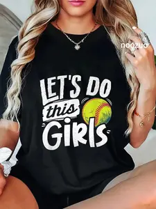 100% Cotton Unisex Softball Mom Women Softball Lover T-Shirt Casual Top