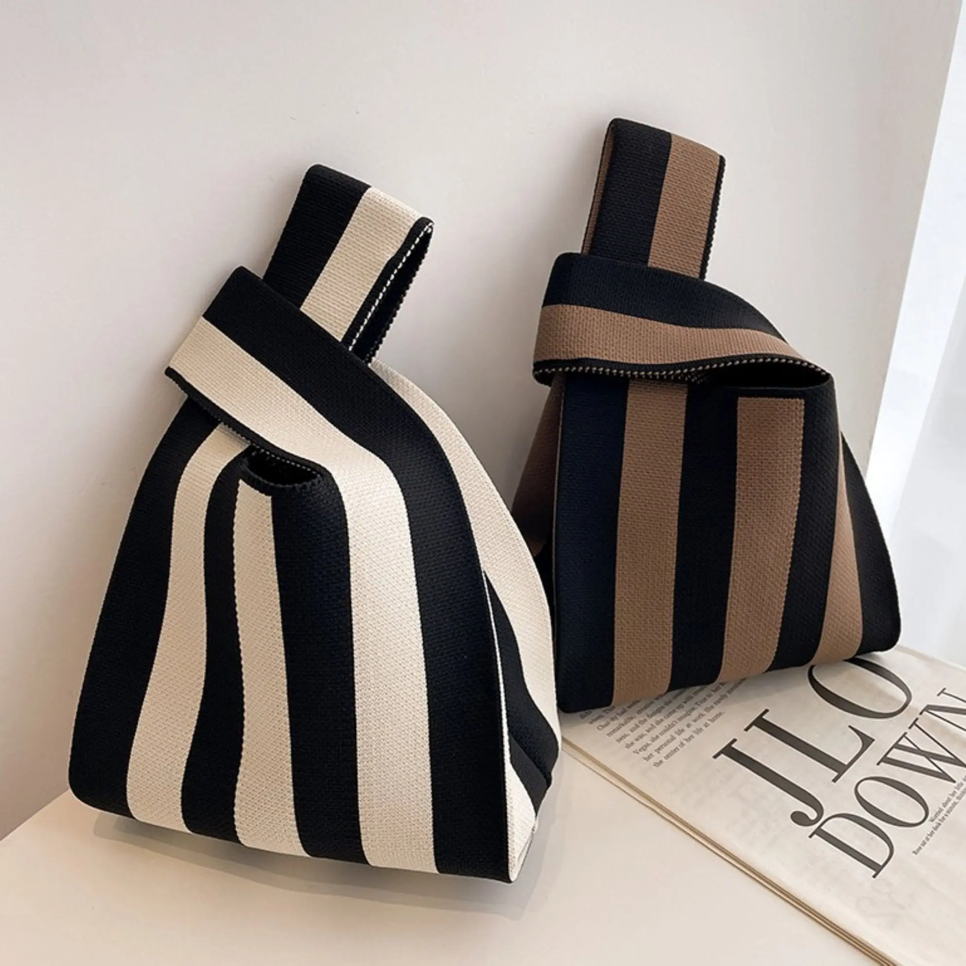 Women Stripe Knot Bag