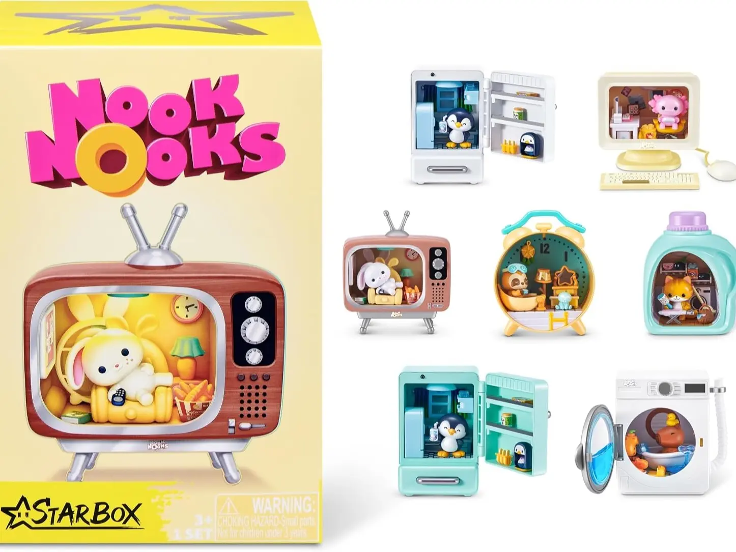 Nook Nooks Series 1 Blind Box Collectible Mini Collectible Animal Figurines with Themed Scenes and Surprise Accessories, Toy for Ages 3+