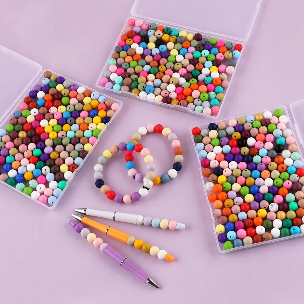 150pcs 15mm Rainbow Mix Silicone Round Beads - Diy Beads Assortment, Mix Random Crafting Supplies for Beaded Necklace, All Seasons Jewelry Making Projects, Beaded Necklace Diy