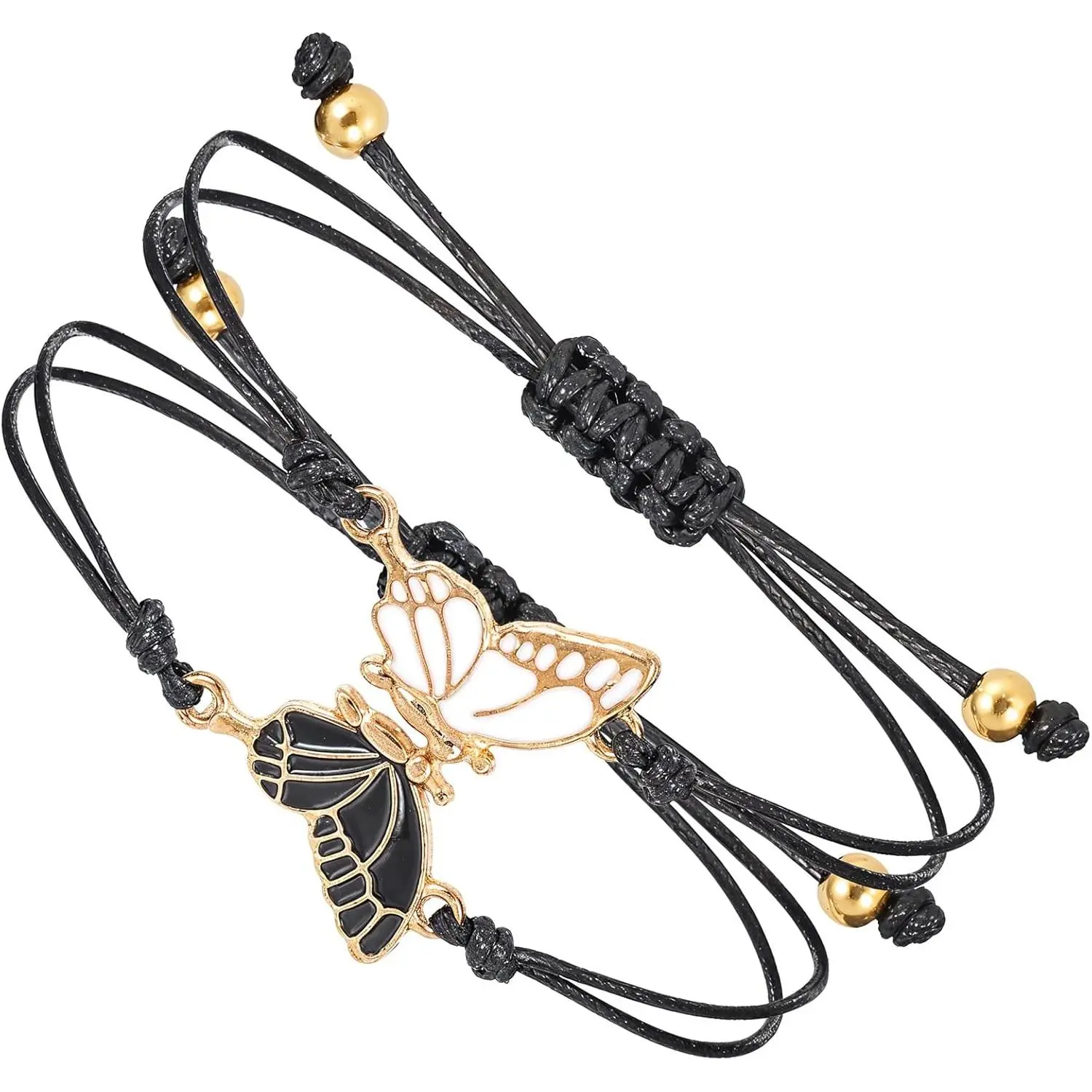BFF Bracelets for 2-Butterfly Matching Bracelets, Adjustable Strand  Friends Bracelet,  Charm Friendship Bracelets, Cute Bracelets  Gifts for Women Couples (Black)