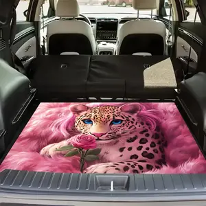1pc Pink Leopard Printed pattern Car Trunk Mat, Fashionable and Simple, Enhance the Look of the Back Area, Recommended for All Vehicles Father's Day Decor Summer Decor, Auto Interior Upgrade, Vehicle Accessory, Trendy Car Accessory, Stylish Trunk