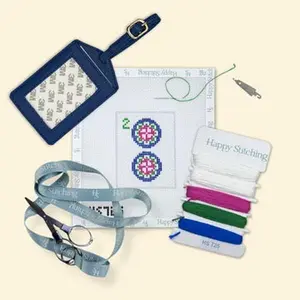 Happy Stitching - Two Dot Mahjong Needlepoint Luggage Tag Kit - All-In-One Needlepoint Kit